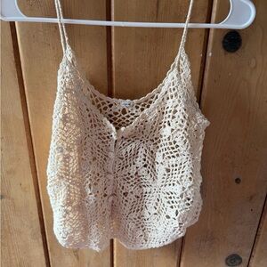 Crochet Lace Cream Tank Top